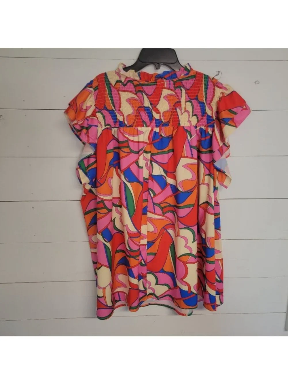 Entro Womens Floral Abstract Print Smocked Blouse 1X - Picture 5 of 6